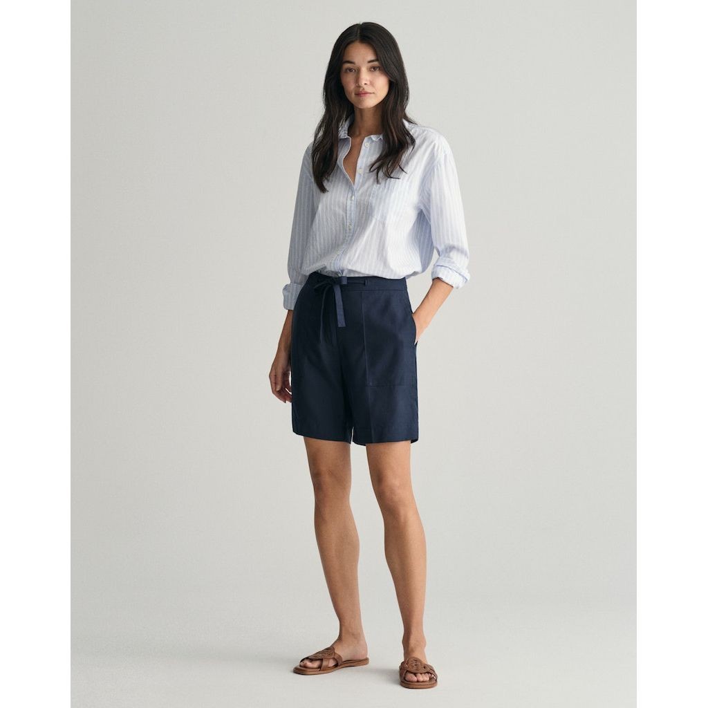 GANT Šortai moterims, Mėlyna, REL TIE WAIST SHORTS 5