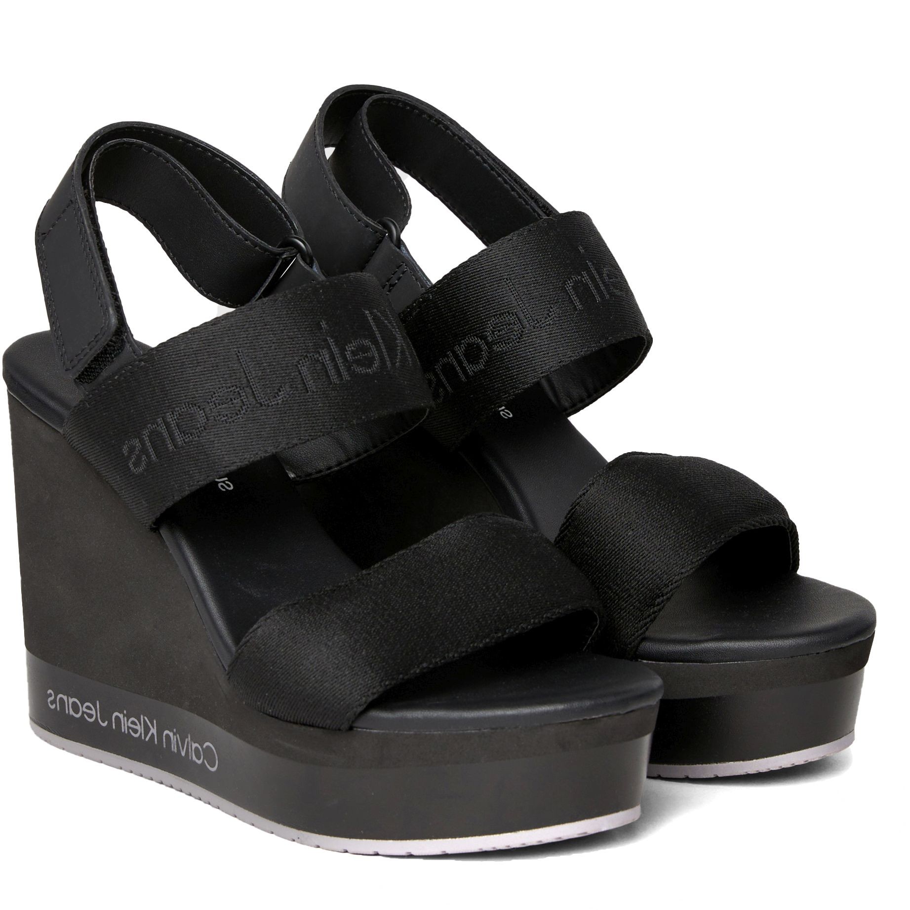 CALVIN KLEIN JEANS Basutės moterims, Juoda, Wedge sandal webbing 1