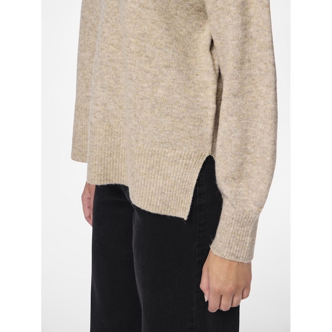 PIECES Megztinis su kaklu moterims, Smėlio, Malou rollneck knit 7