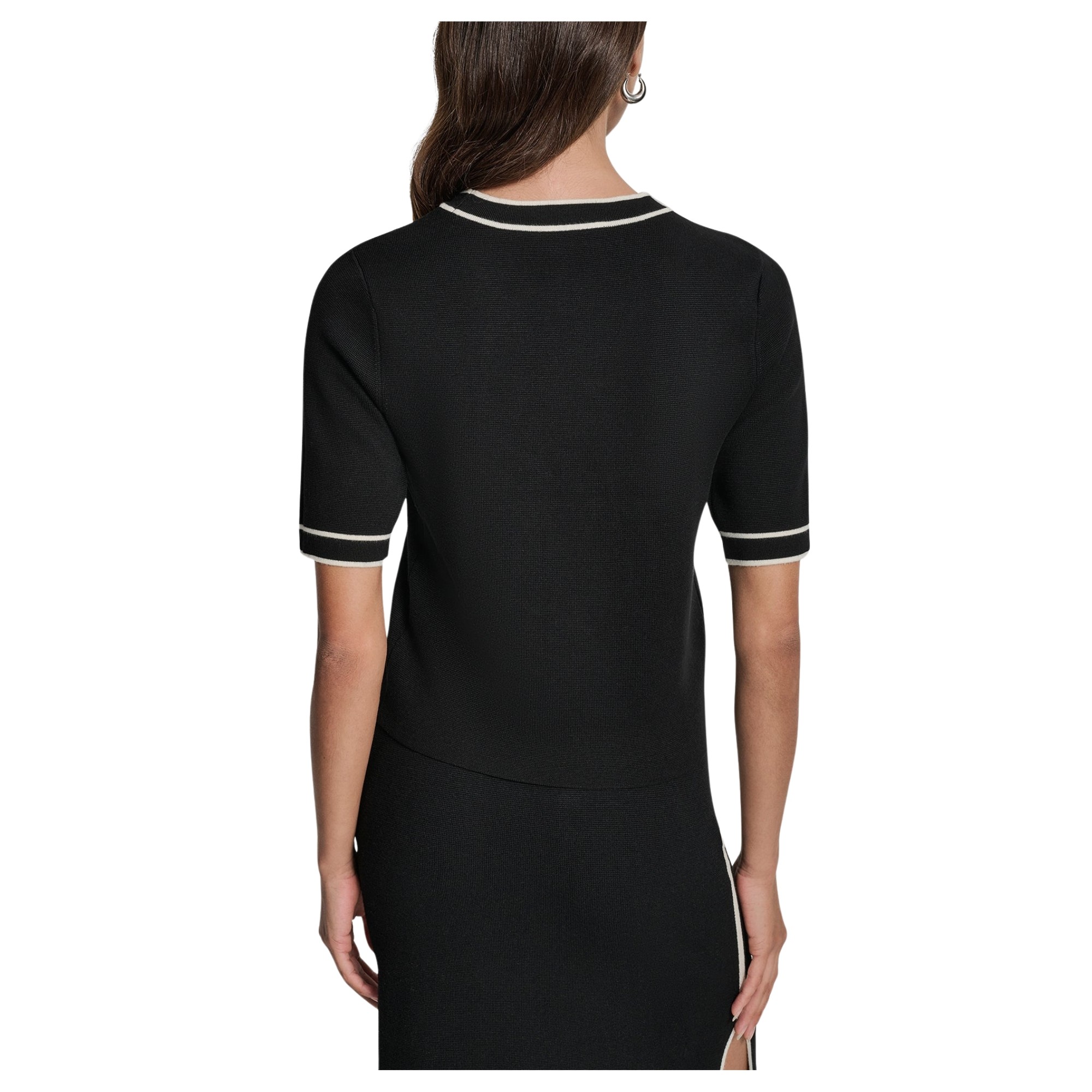 DKNY Trumpinti marškinėliai moterims, Juoda, Cropped color block 2