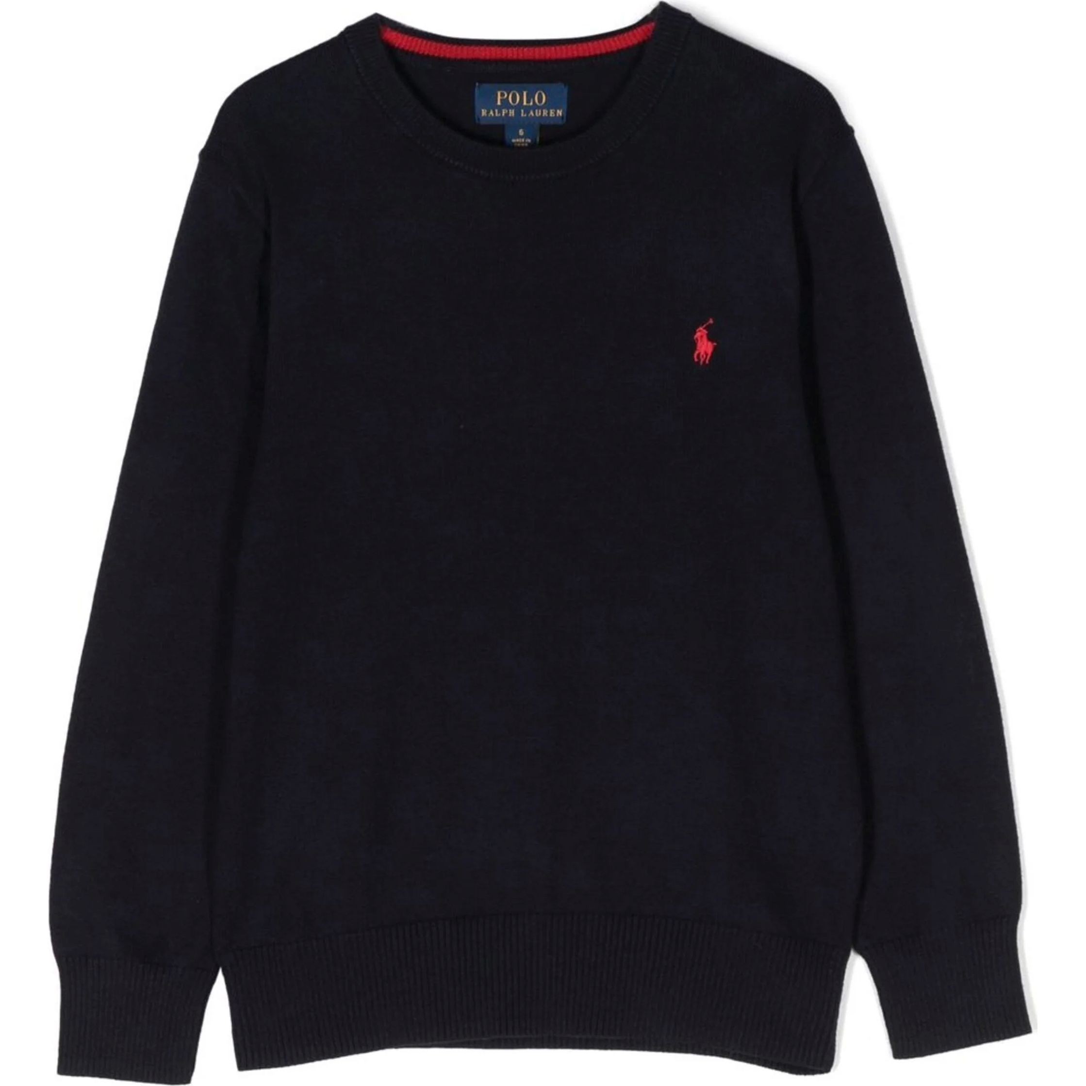 RALPH LAUREN KIDS Megztinis berniukams, Mėlyna, Cotton crewneck sweater (8-20) 1