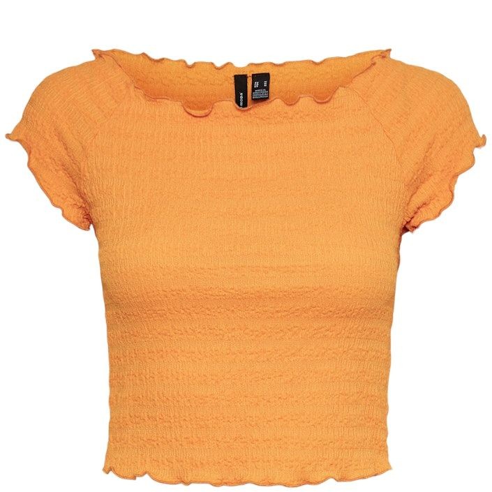 VERO MODA Palaidinės moterims, Oranžinė, VMNYNNE SS OFF SHOULD 1