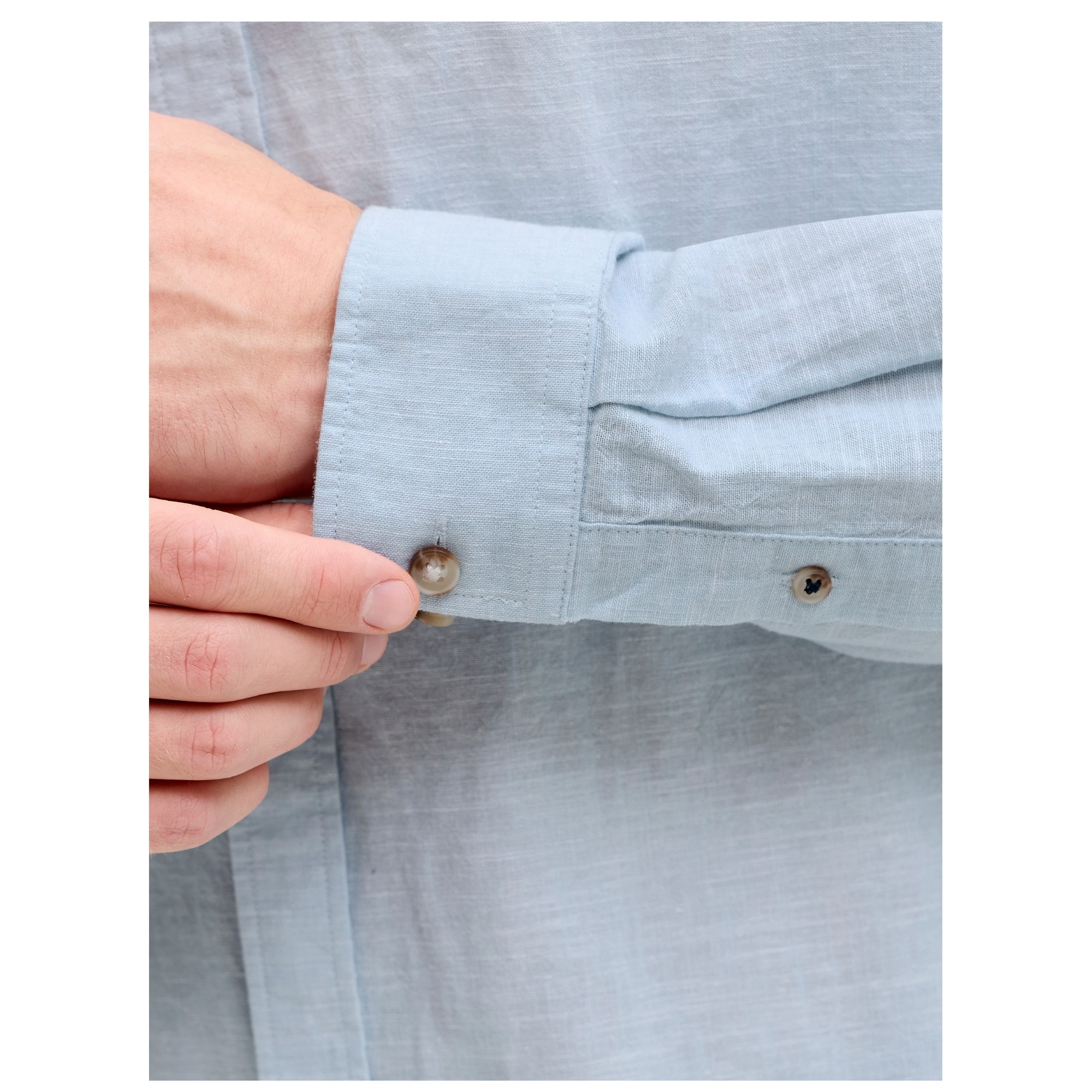 JACK & JONES Marškiniai ilgomis rankovėmis vyrams, Mėlyna, Summer linen blend 4