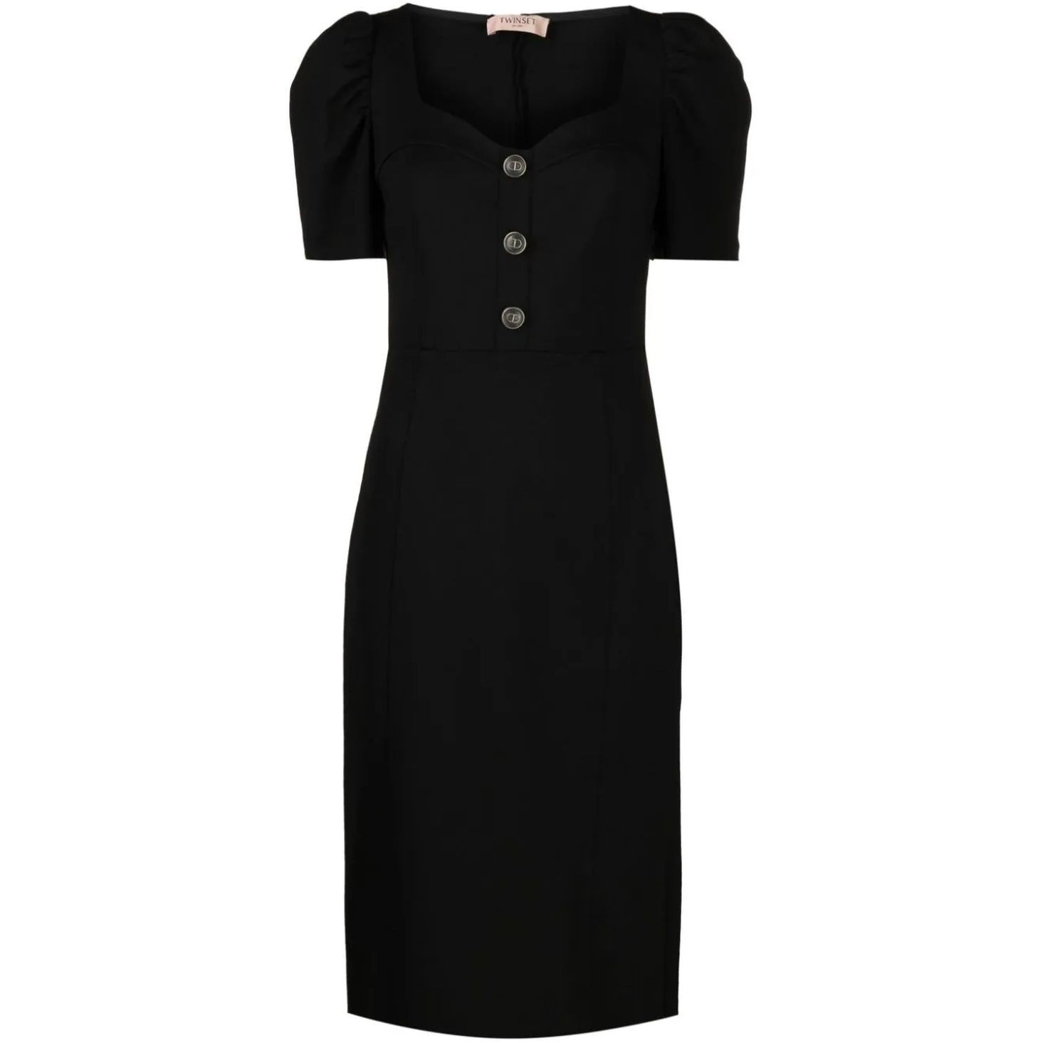 TWINSET Midi suknelė moterims, Juoda, V-neck midi dress 1