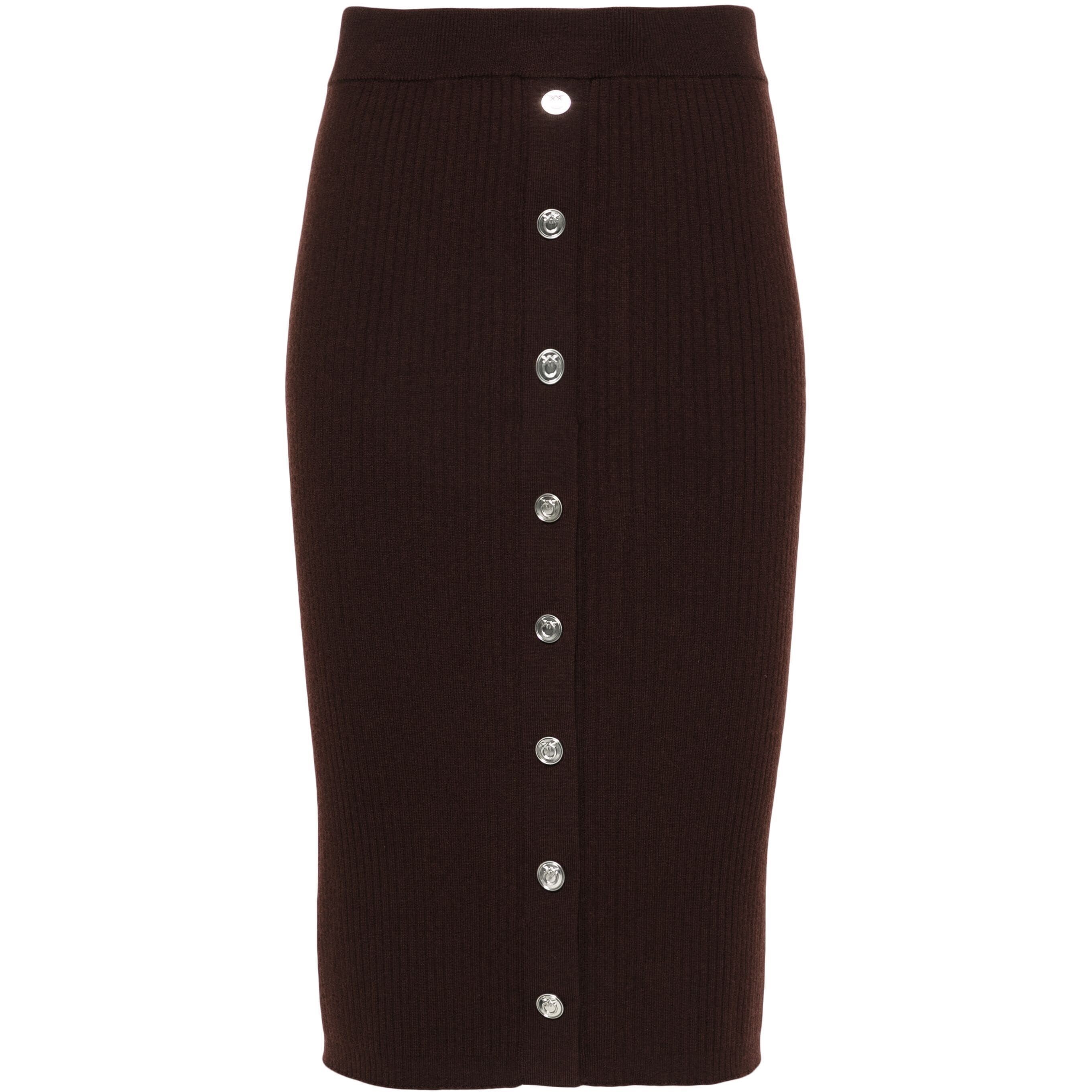 PINKO Mini sijonas moterims, Ruda, Ribbed-knit mini skirt