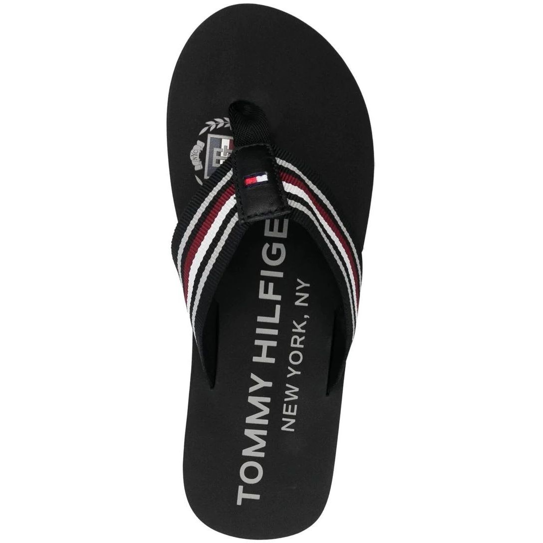 TOMMY HILFIGER Pliažo šlepetės per pirštą vyrams, Juoda, CORPORATE STRIPES BEACH SANDAL 4