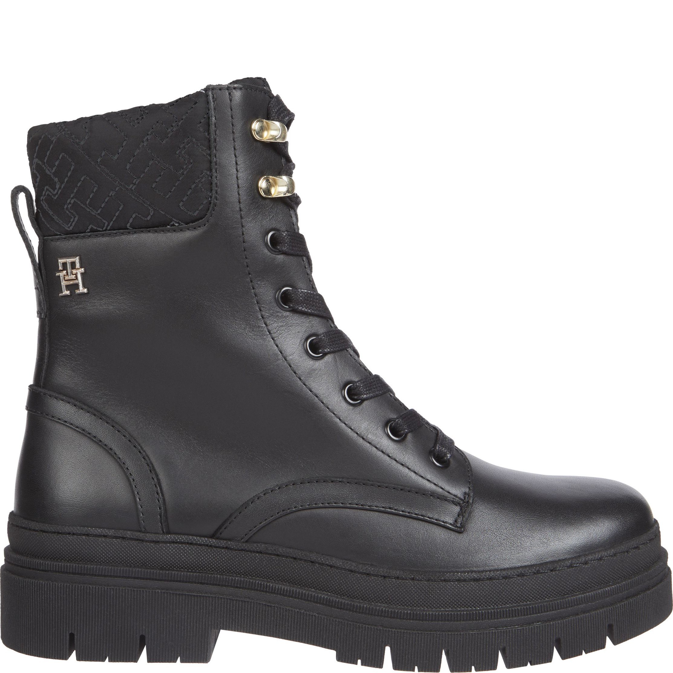 TOMMY HILFIGER Aulinukai moterims, Juoda, Cleated lace-up mono booties 2