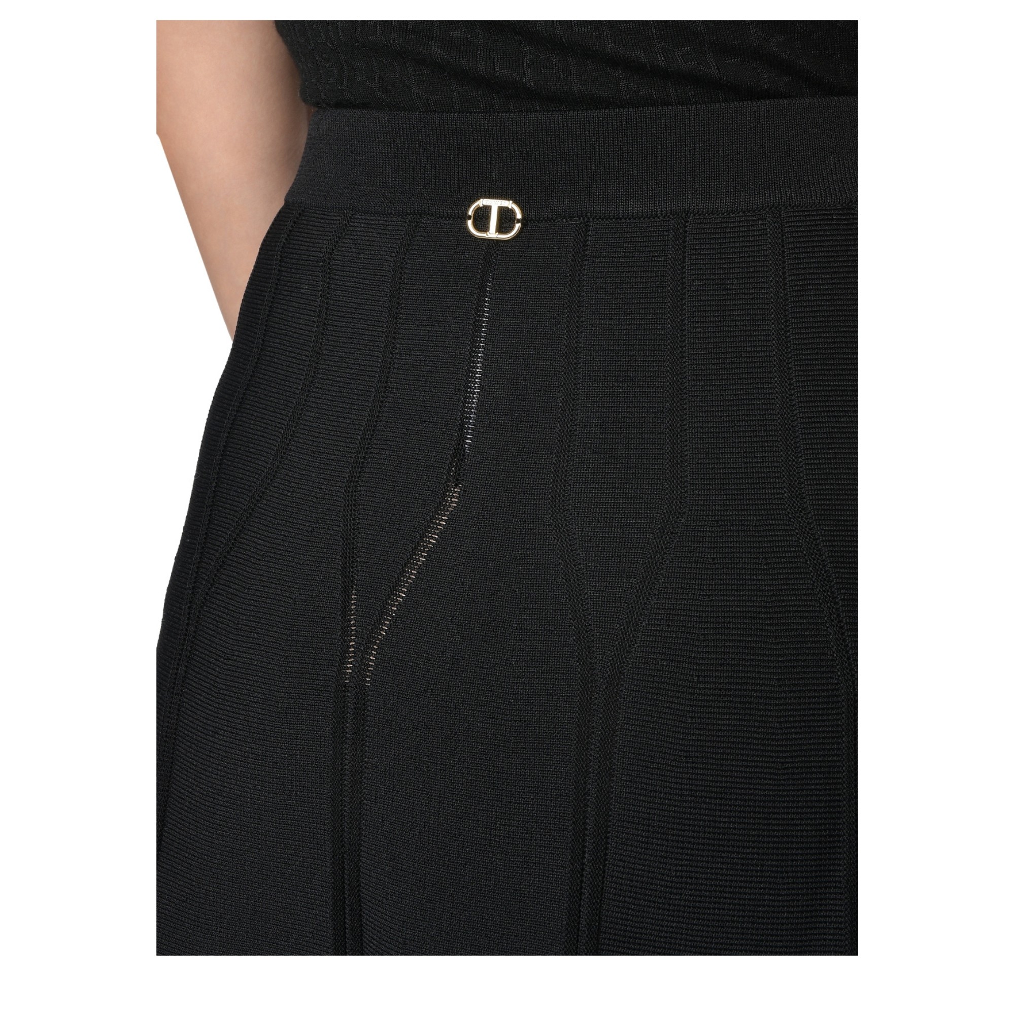 TWINSET Midi sijonas moterims, Juoda, Knitted skirt 4