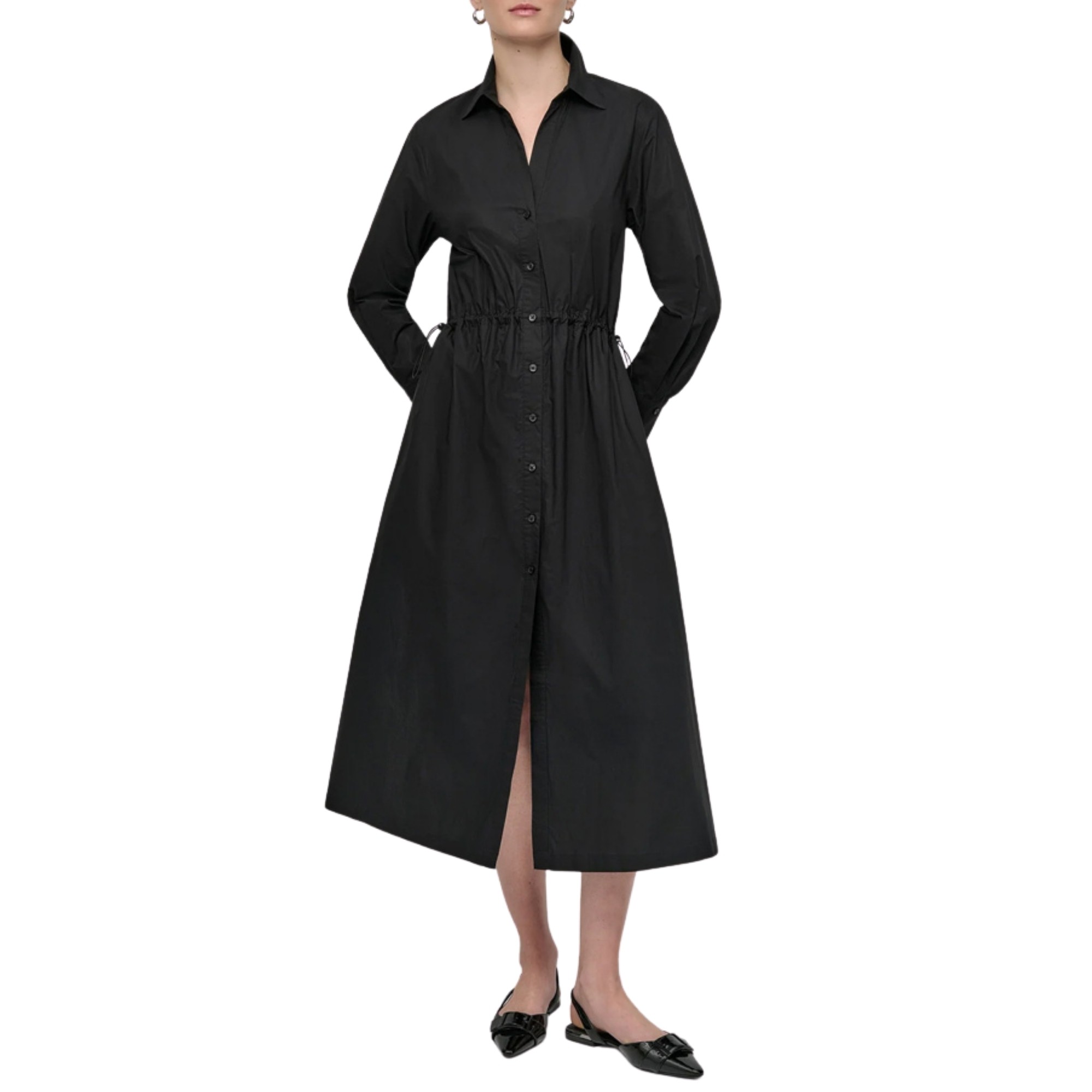 DKNY Maxi suknelė moterims, Juoda, Poplin long sleeve s 1