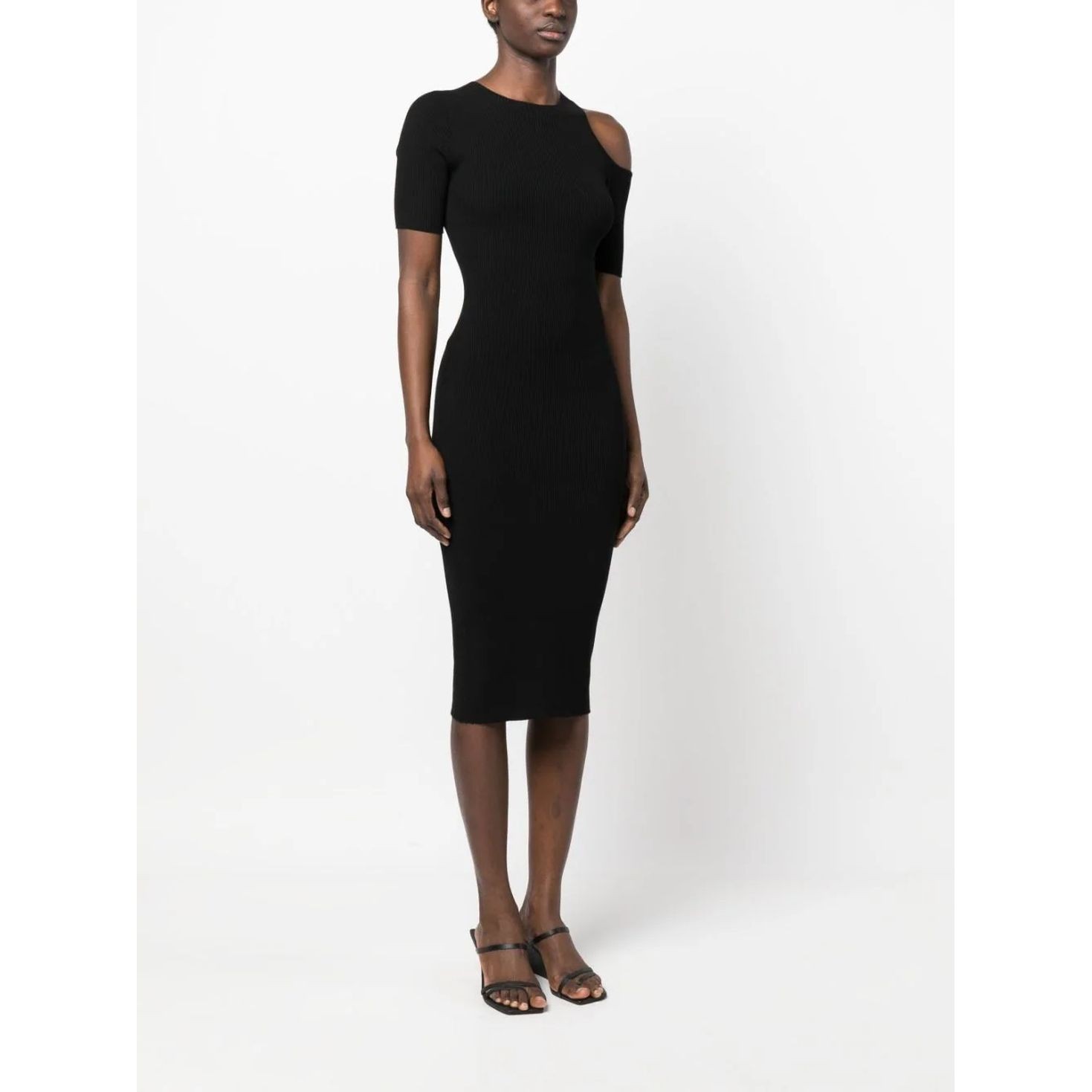 AERON Midi suknelė moterims, Juoda, Ribbed cut-out midi dress 3
