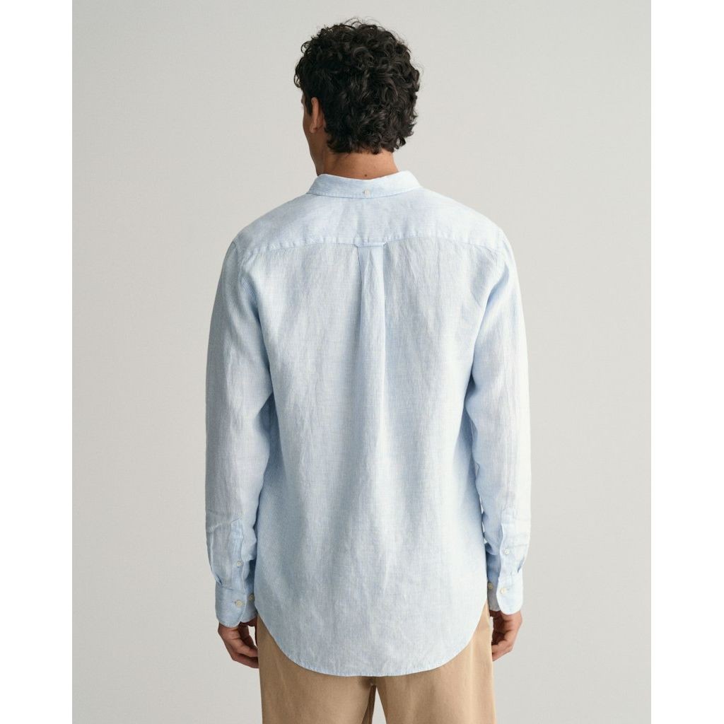 GANT Marškiniai vyrams, Mėlyna, REG LINEN STRIPE SHIRT 3