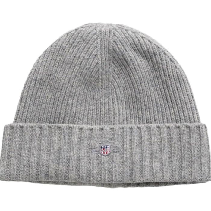 GANT Kepurė vyrams, Pilka, cotton blend logo beanie