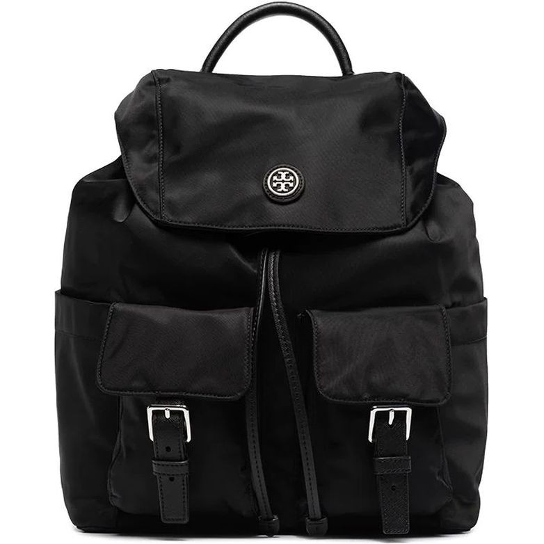 TORY BURCH Kuprinė moterims, Juoda, Virginia flap backpack 1