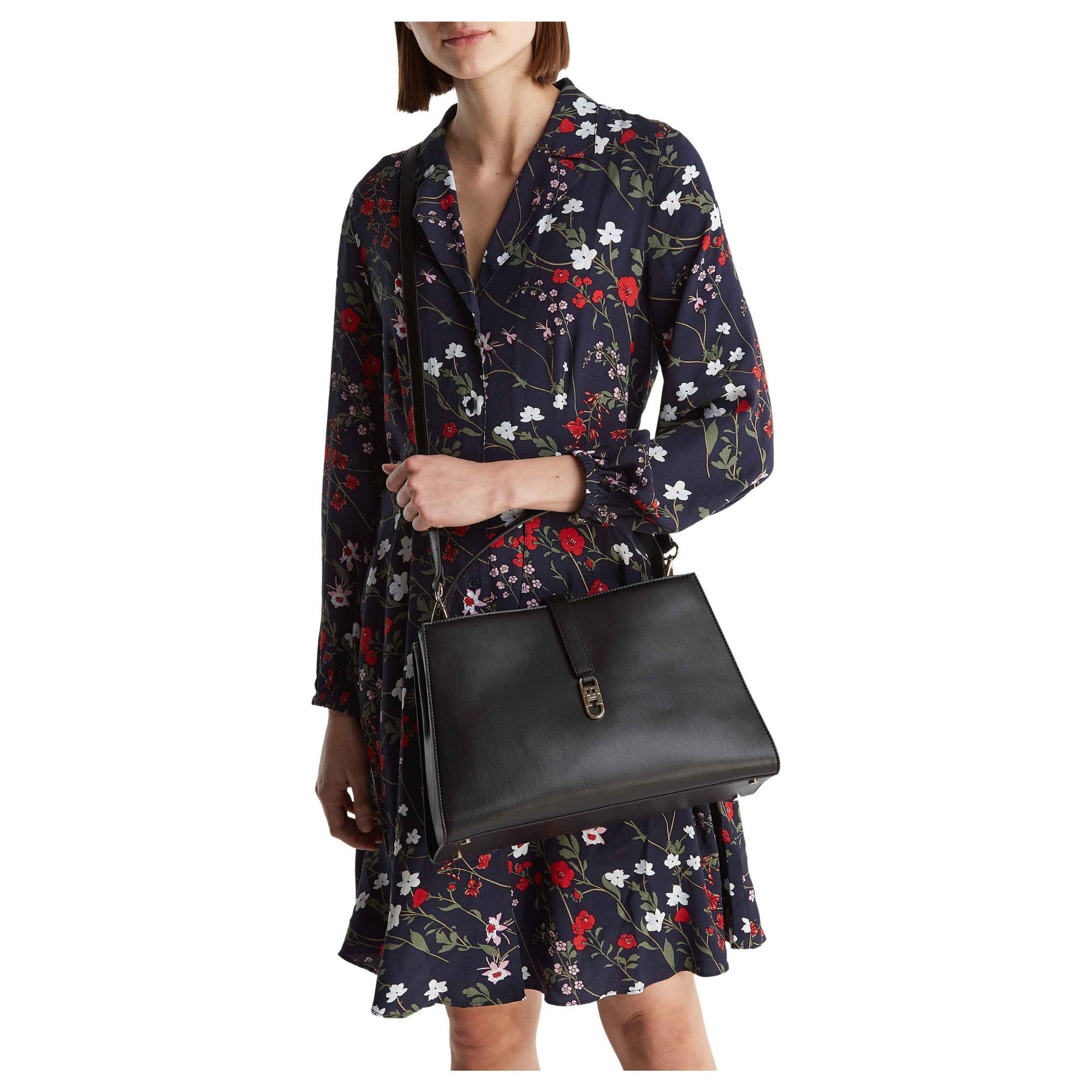 TOMMY HILFIGER Rankinė moterims, Juoda, TH libre med satchel 5