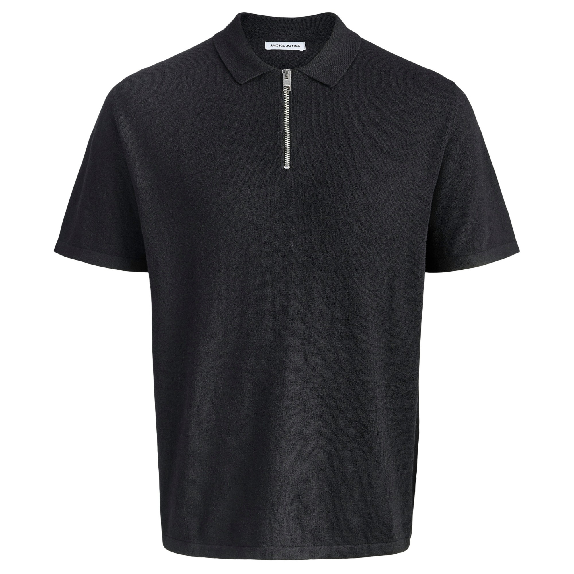 JACK & JONES Megzta palaidinė vyrams, Juoda, Emill knit zip polo ss