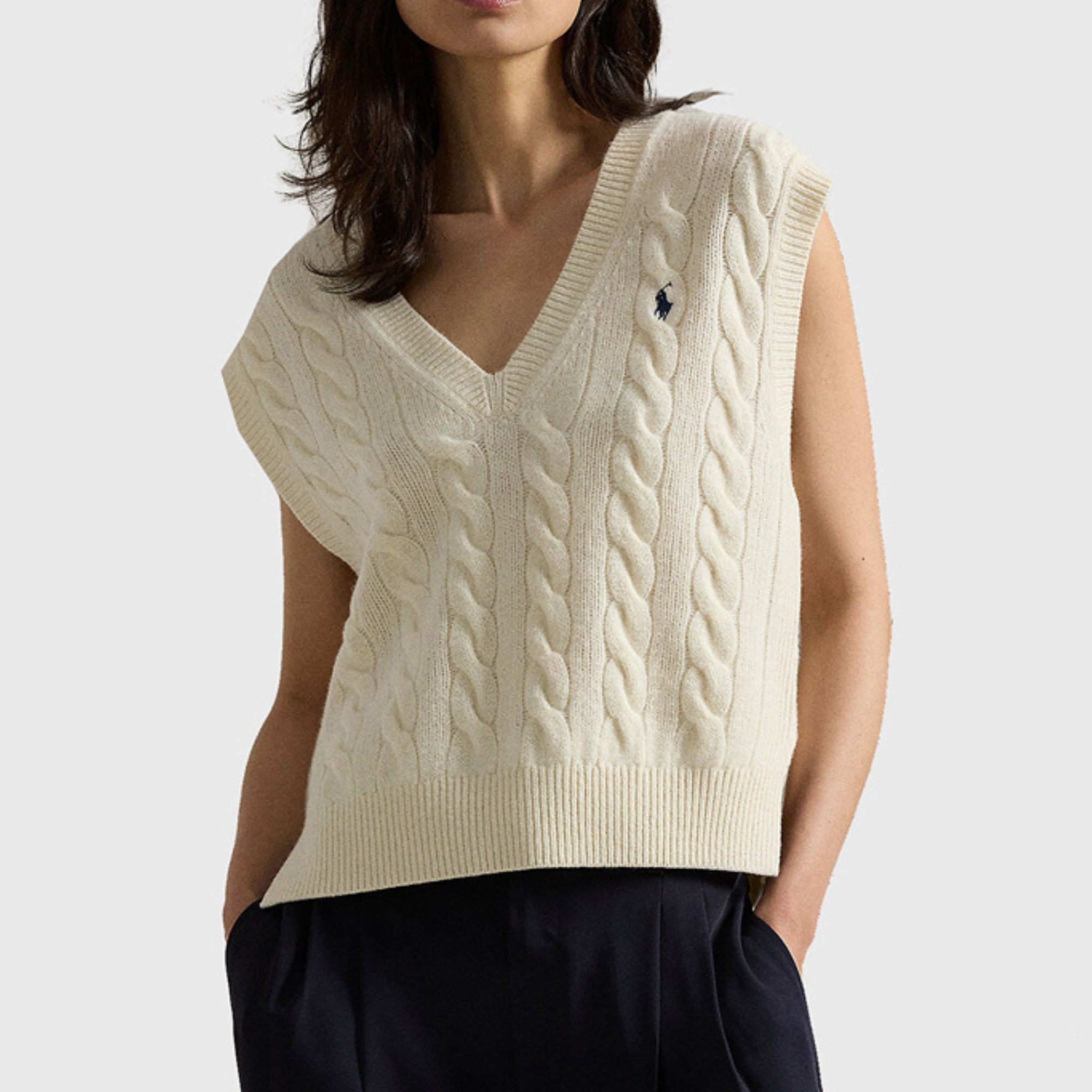 POLO RALPH LAUREN Megztinis moterims, Smėlio, Sleeveless pullover 1