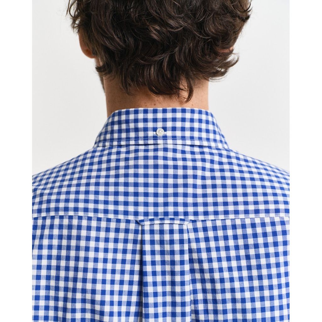 GANT Marškiniai trump. rankovėmis vyrams, Mėlyna, Reg poplin gingham shirt 4