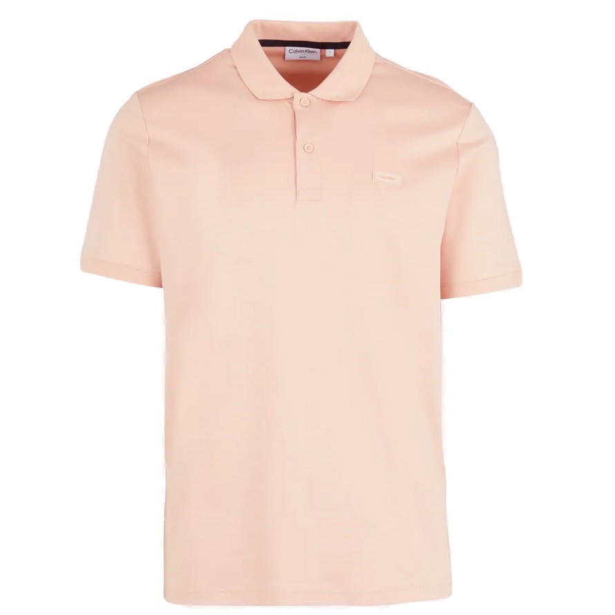 CALVIN KLEIN Polo marškiniai trumpos rank. vyrams, Rožinė, Smooth cotton  slim polo 1