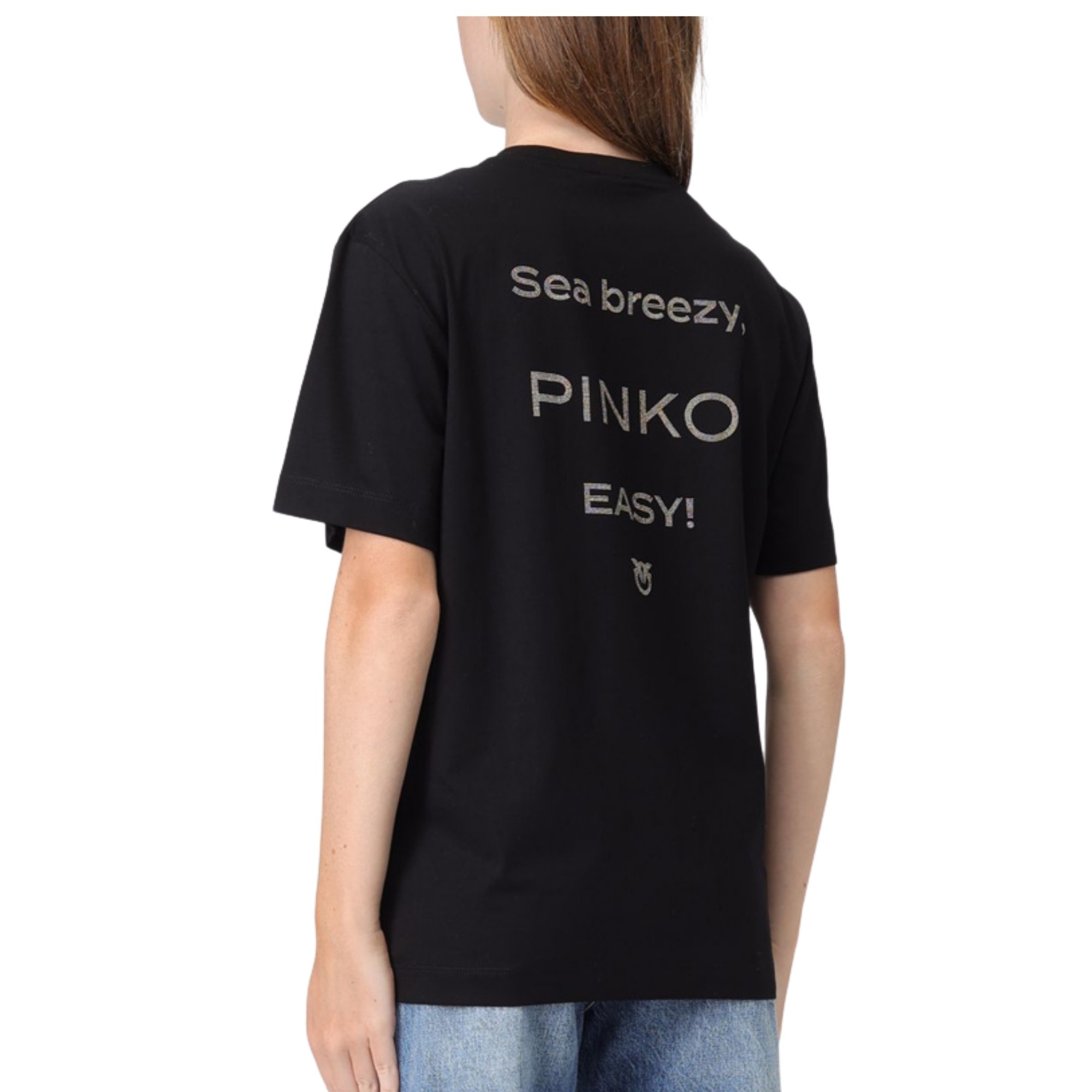 PINKO Marškinėliai trump. rankovėmis moterims, Juoda, Strepitoso t-shirt jersey 2
