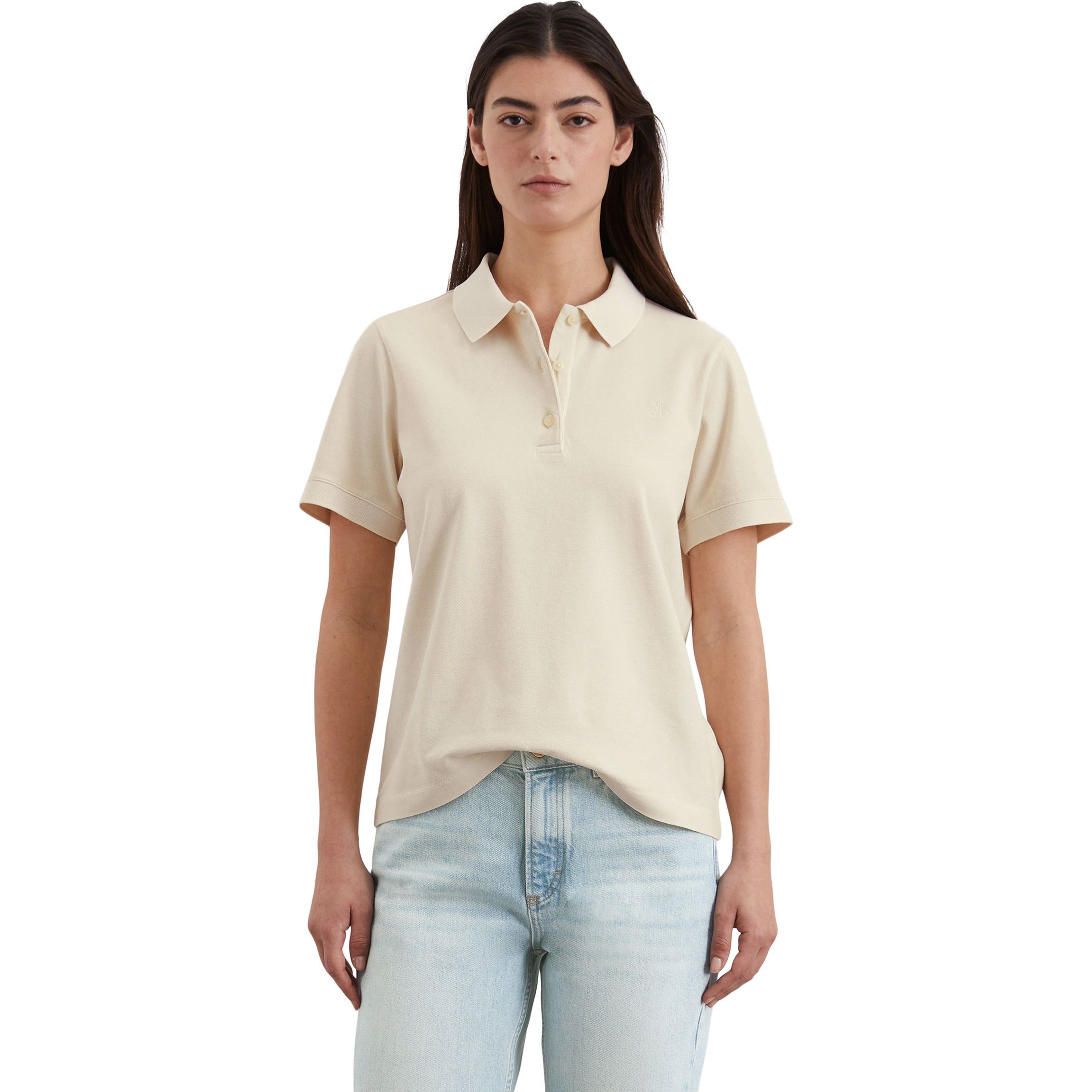 MARC O'POLO Polo marškiniai trumpos rank. moterims, Smėlio, Polo short 503237153013 2