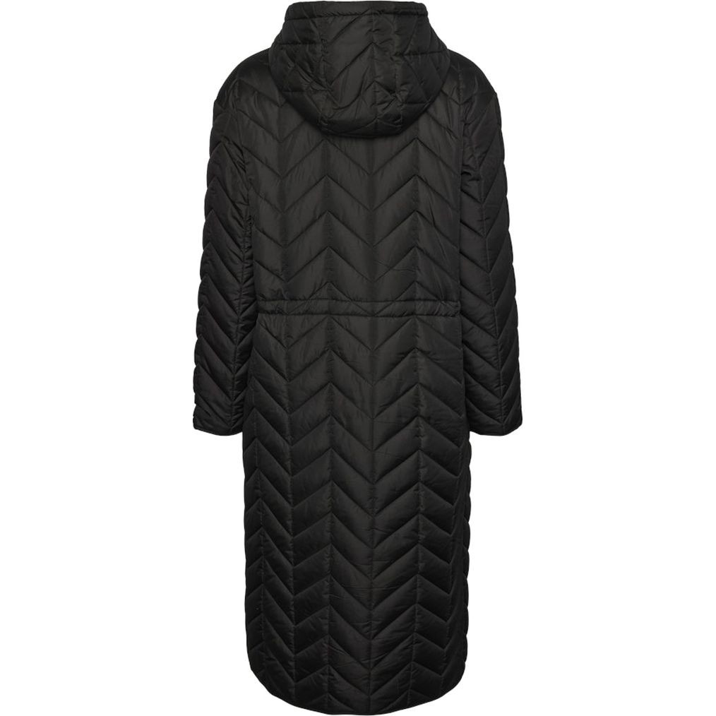 PIECES Paltas moterims, Juoda, Jasmin ultra long jacket 2