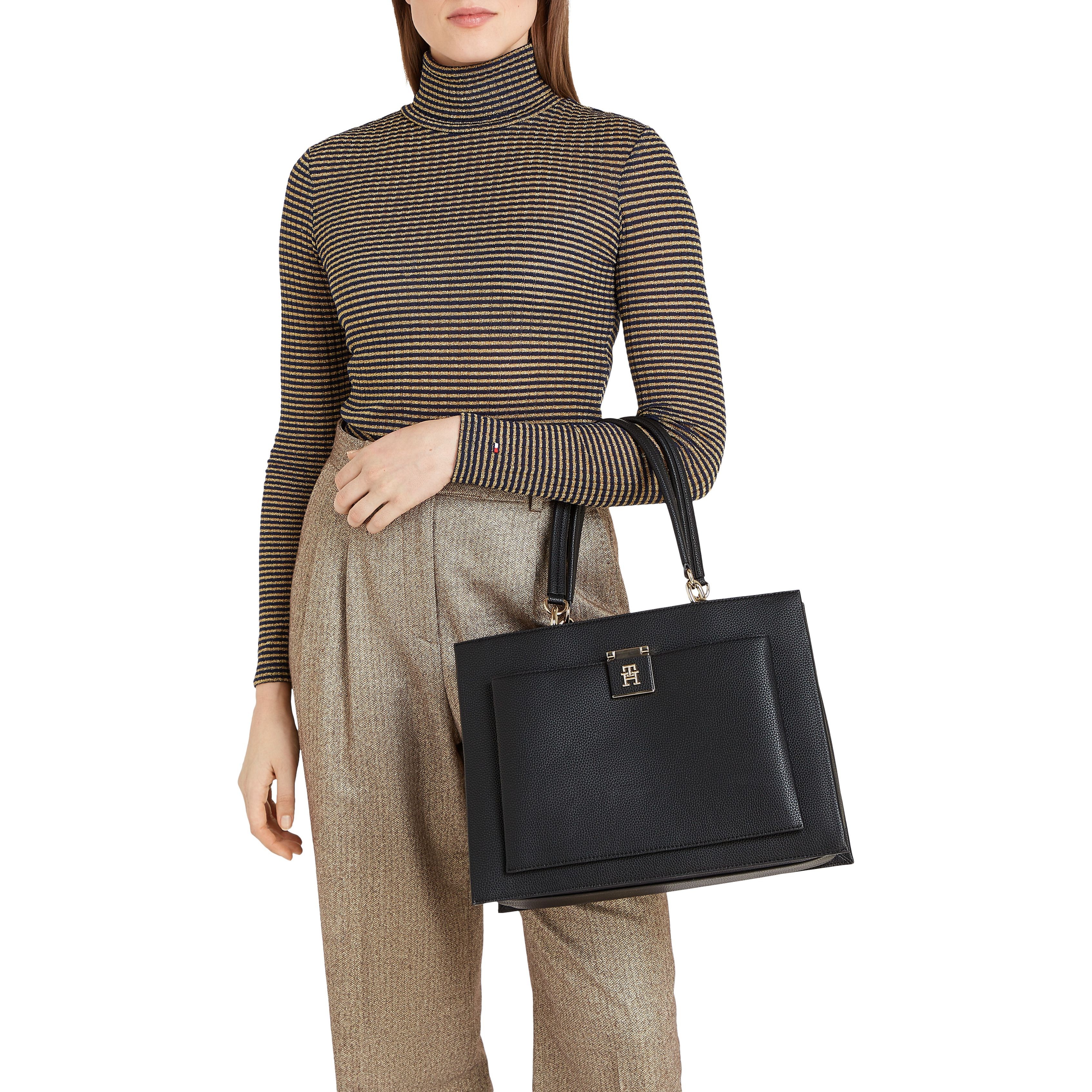 TOMMY HILFIGER Rankinė per petį moterims, Juoda, Her satchel 4