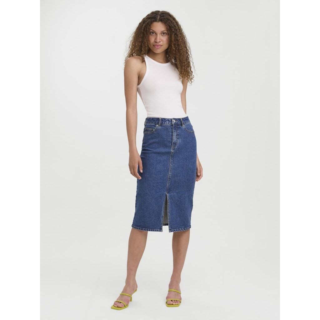VERO MODA Maxi sijonas moterims, Mėlyna, VMLINE BLK DENIM SKI 5