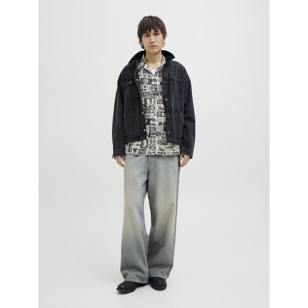 JACK & JONES Marškiniai trump. rankovėmis vyrams, Juoda, Wayne resort shirt 5