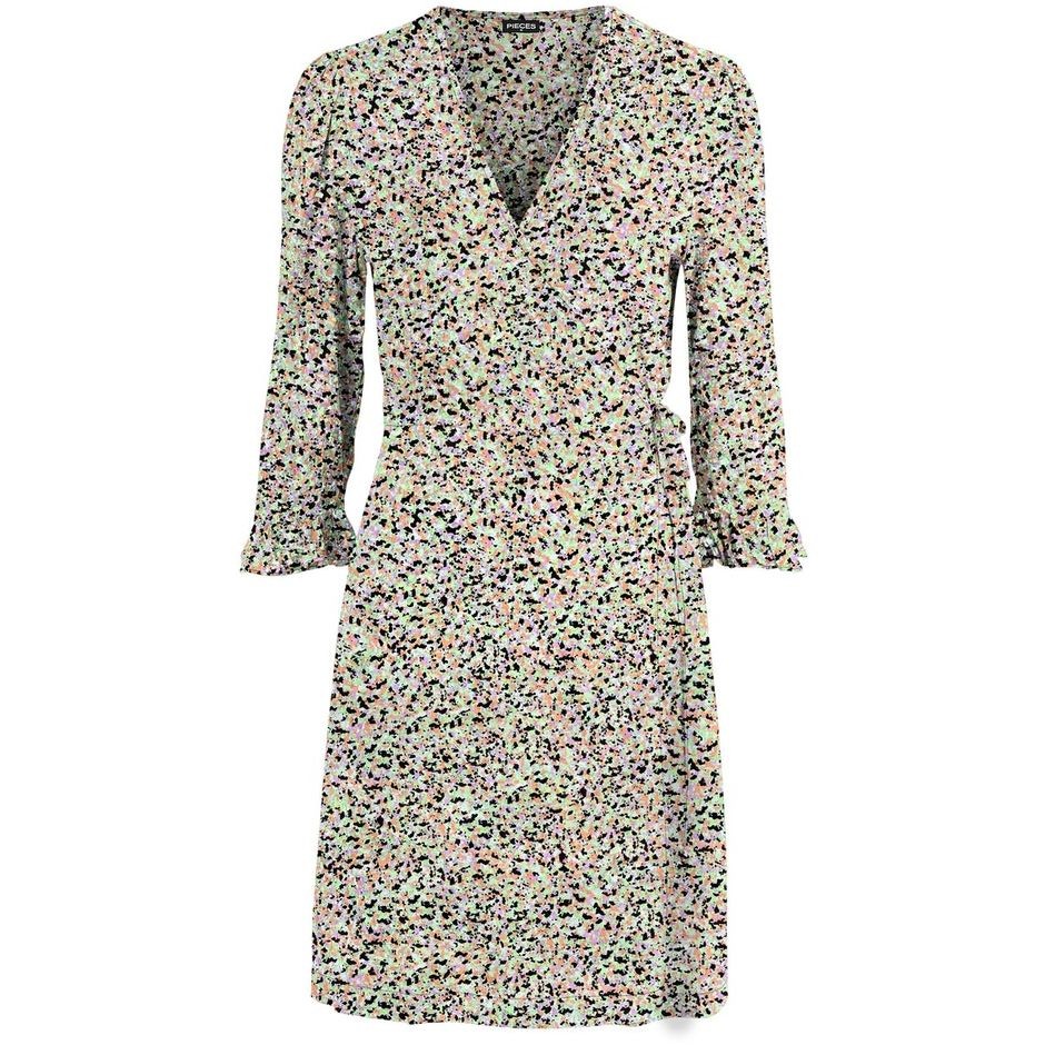 PIECES Midi suknelė moterims, Juoda, PCVALMA 3/4 WRAP DRES