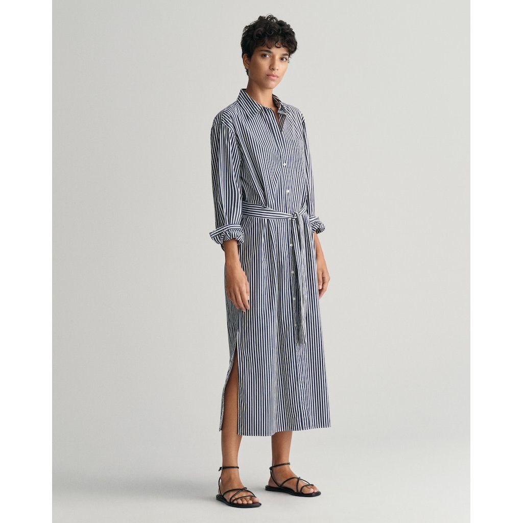 GANT Midi suknelė moterims, Mėlyna, REL STRIPED POPLIN SHIRT DRESS 5