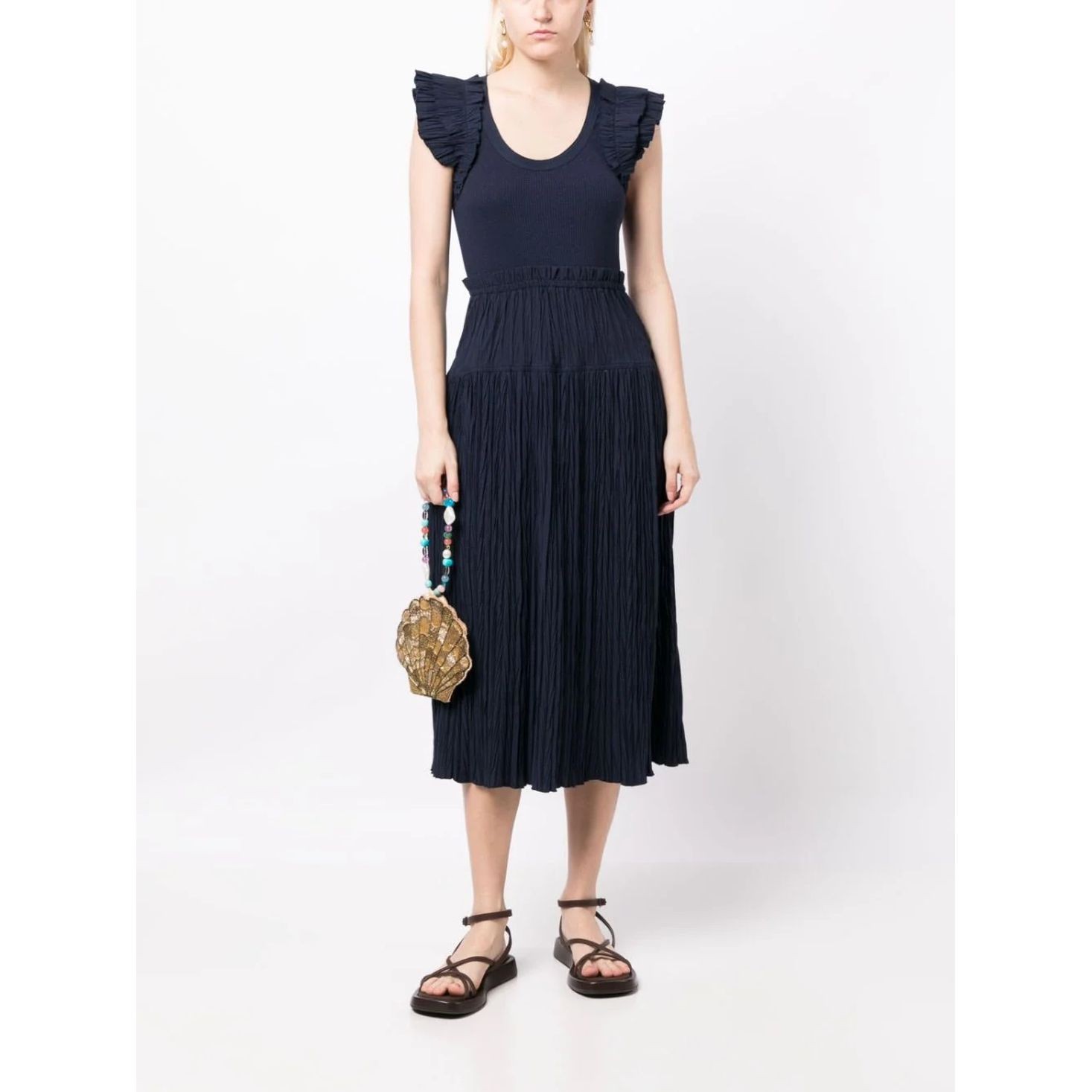 ULLA JOHNSON Midi suknelė moterims, Mėlyna, Virginia Dress 2