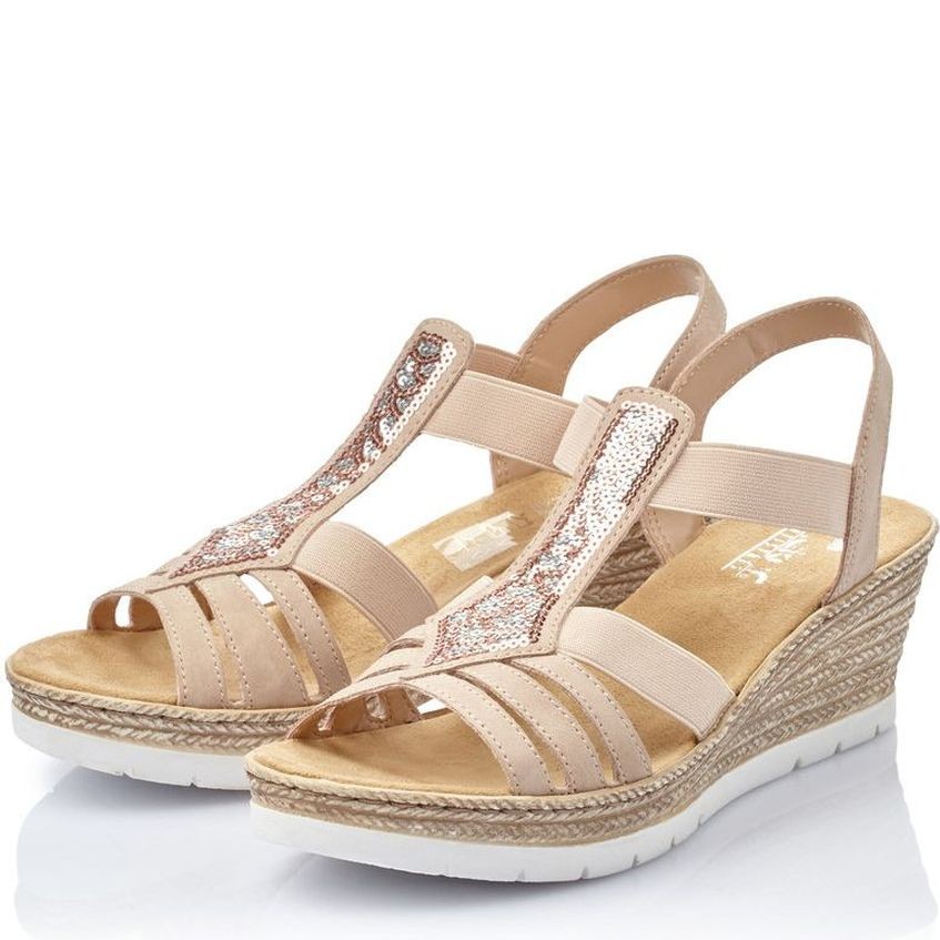 RIEKER Basutės moterims, Rožinė, SANDALS 5