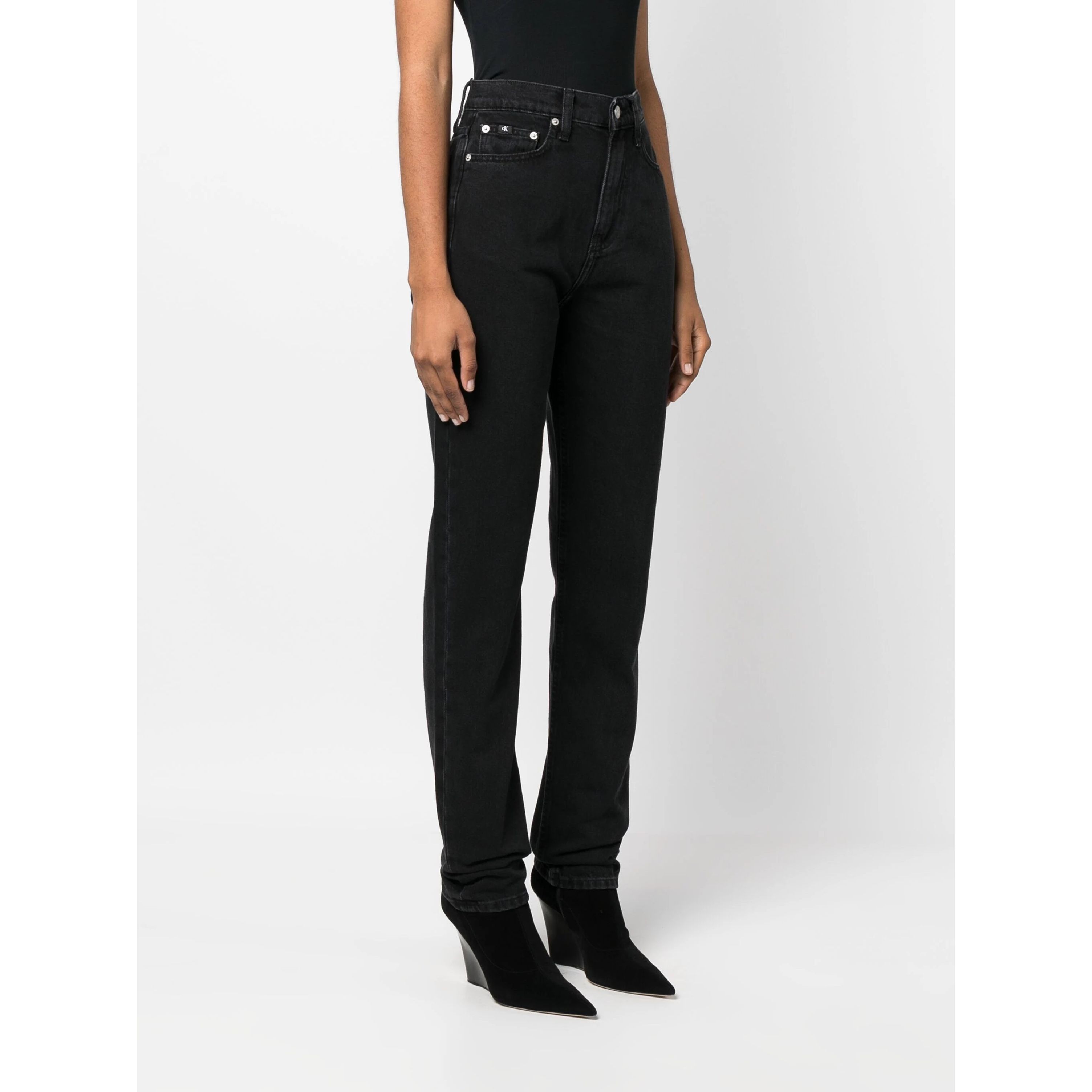 CALVIN KLEIN JEANS Tiesūs džinsai -moterims, Juoda, Authentic slim straight 3