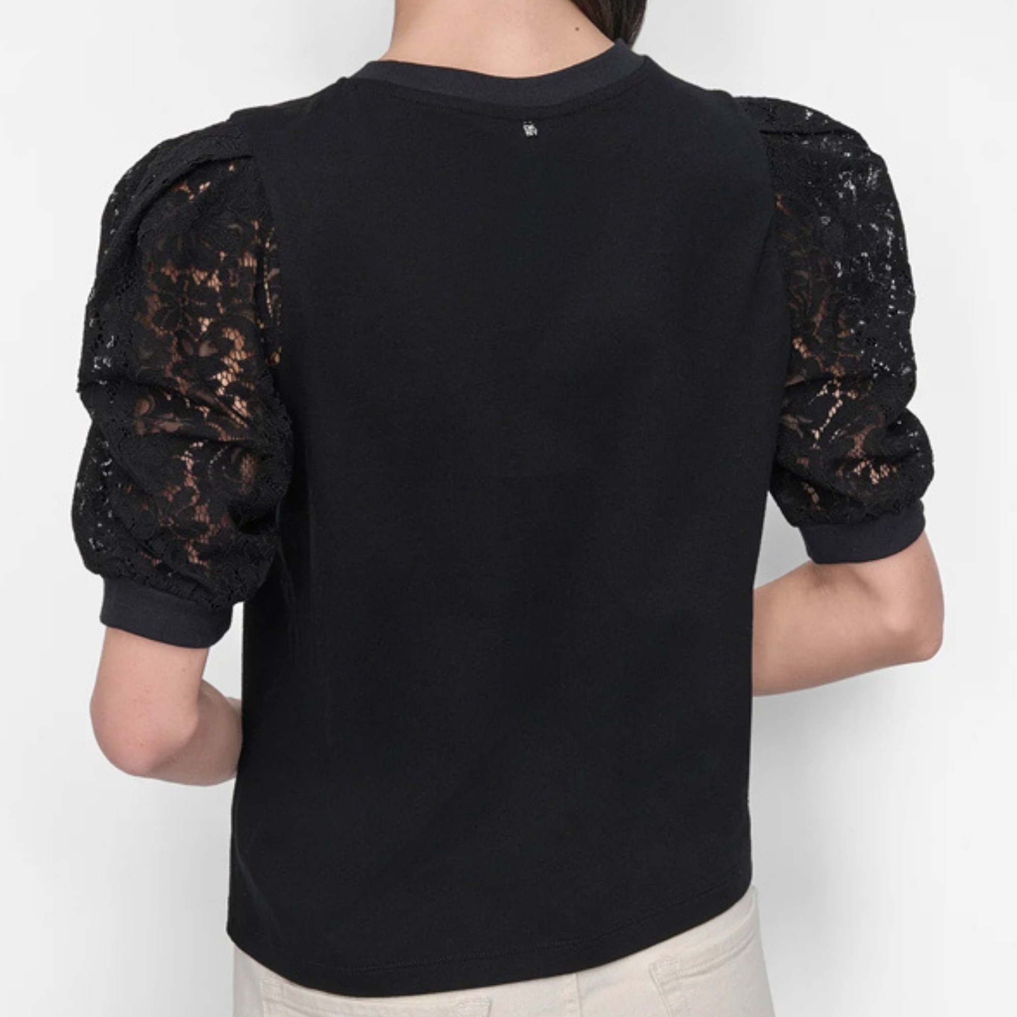 DKNY Palaidinės moterims, Juoda, Lace puff sleeve cre 3