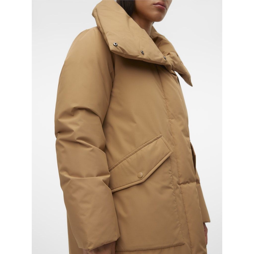 VERO MODA Pūkinis paltas moterims, Ruda, Rikke long down coat 5