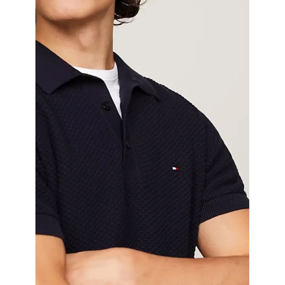 TOMMY HILFIGER Polo marškiniai trumpos rank. vyrams, Mėlyna, Oval structure s/s polo 4