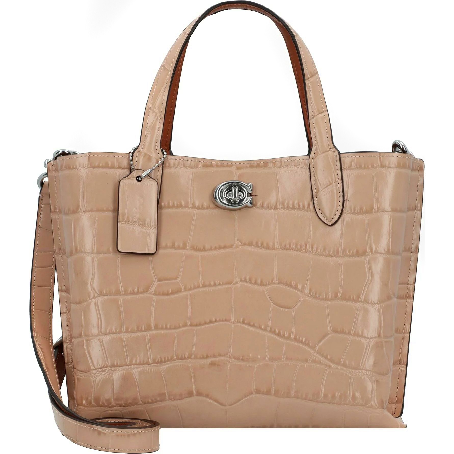 COACH Pirkinių krepšys moterims, Rožinė, Embossed croc willow tote 24 1