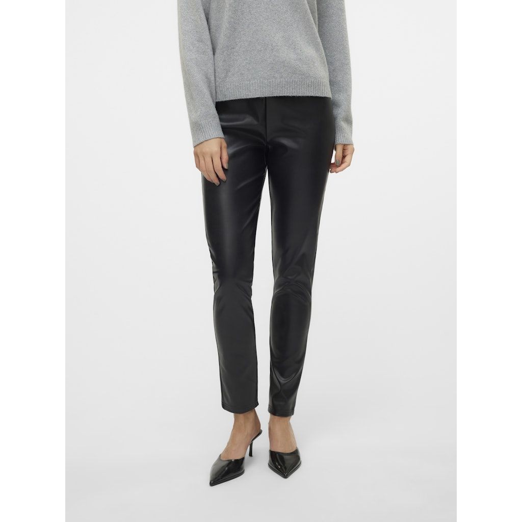 VERO MODA Odinės kelnės moterims, Juoda, Ciff leggings 2