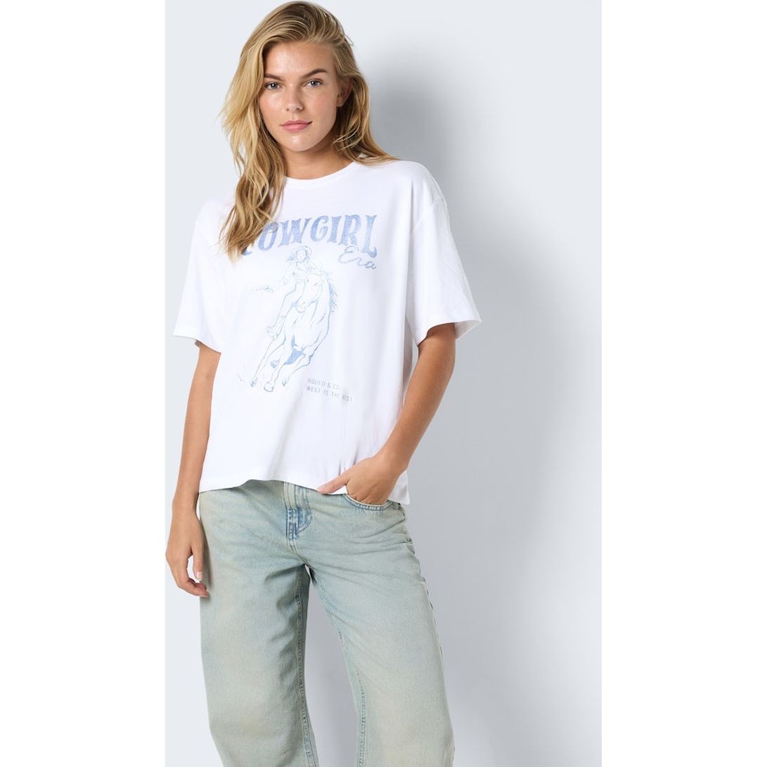 NOISY MAY Marškinėliai moterims, Balta, Kim millie print t-shirt 2