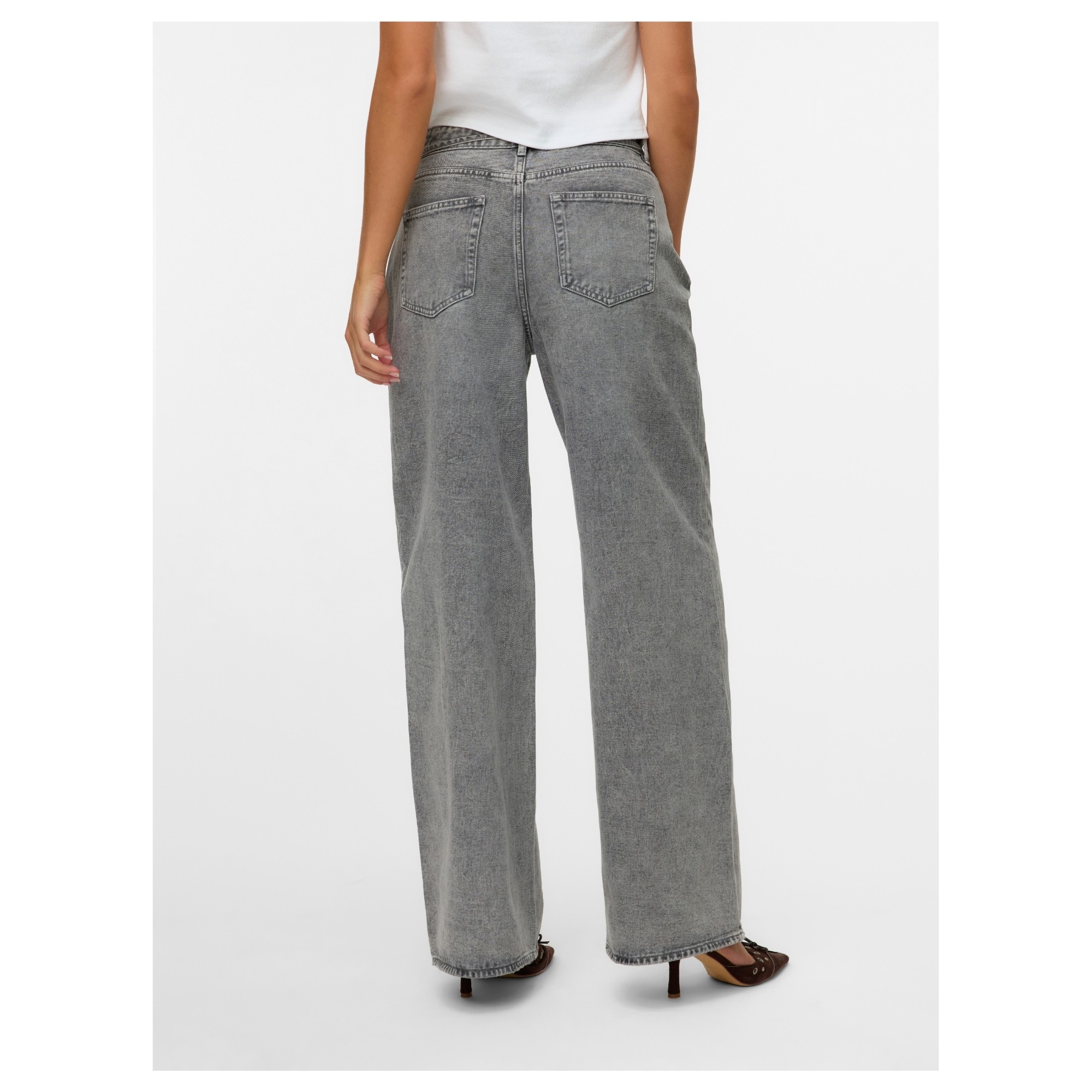 VERO MODA Platūs džinsai moterims, Pilka, Wien wide belt 2