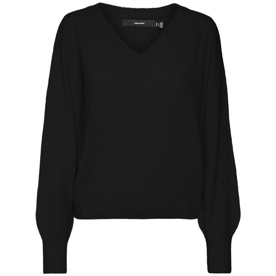 VERO MODA Megztinis moterims, Juoda, VMBRUNA LS V-NK BALL