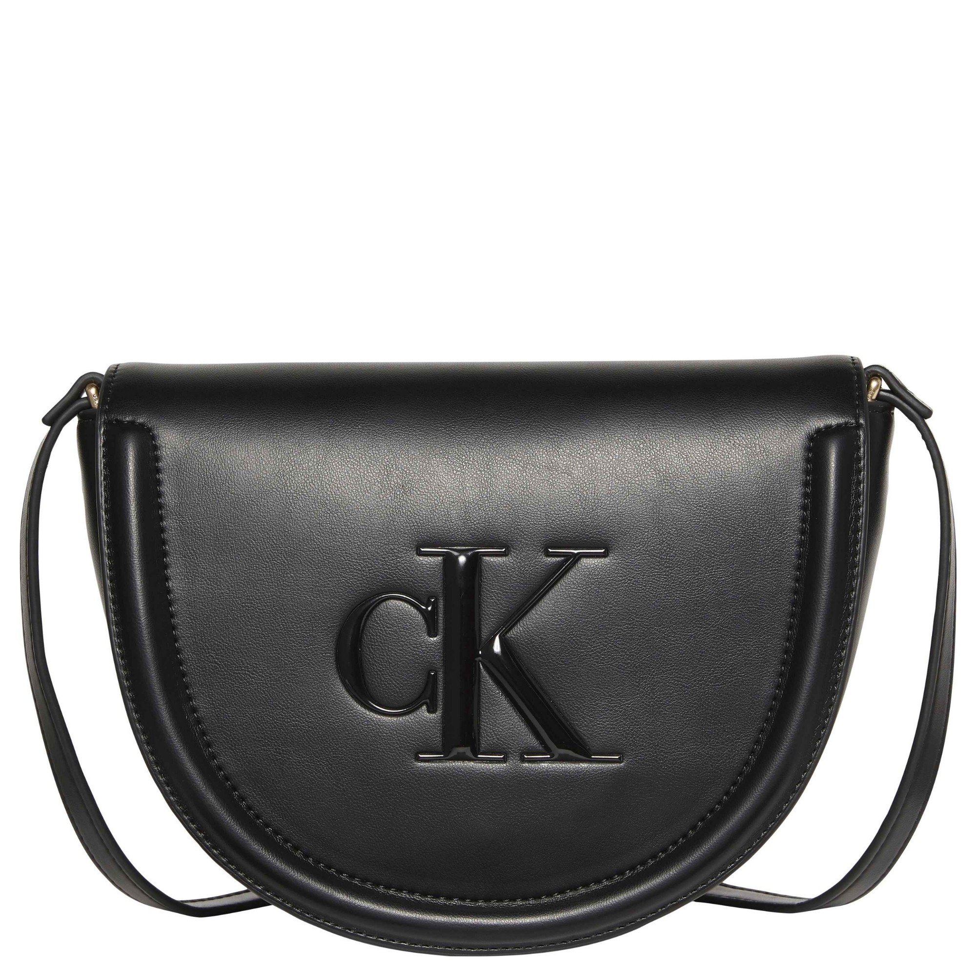 CALVIN KLEIN Rankinė per petį moterims, Juoda, bold CK saddle crossbody 1