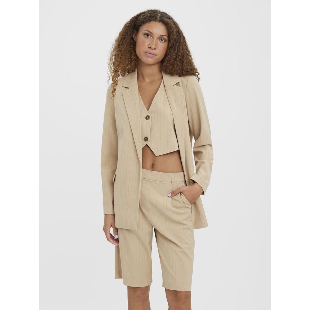 VERO MODA Švarkas moterims, Smėlio, VMLISTAKIA LS PINSTRI 2