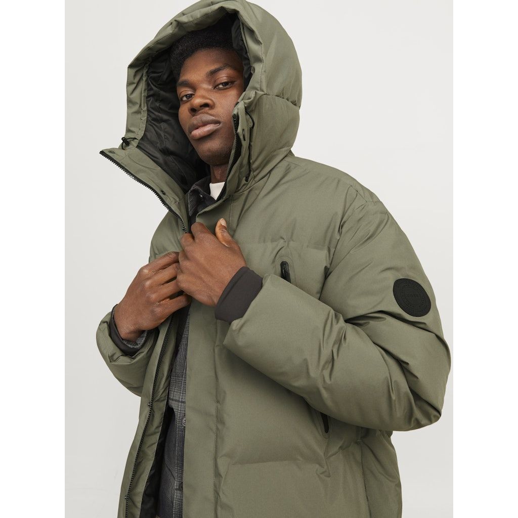 JACK & JONES Pūkinis paltas vyrams, Chaki, Alpha long puffer 3