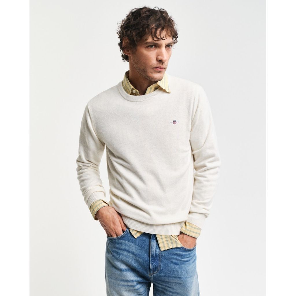 GANT Megztinis vyrams, Smėlio, Superfine lambswool sweater 4