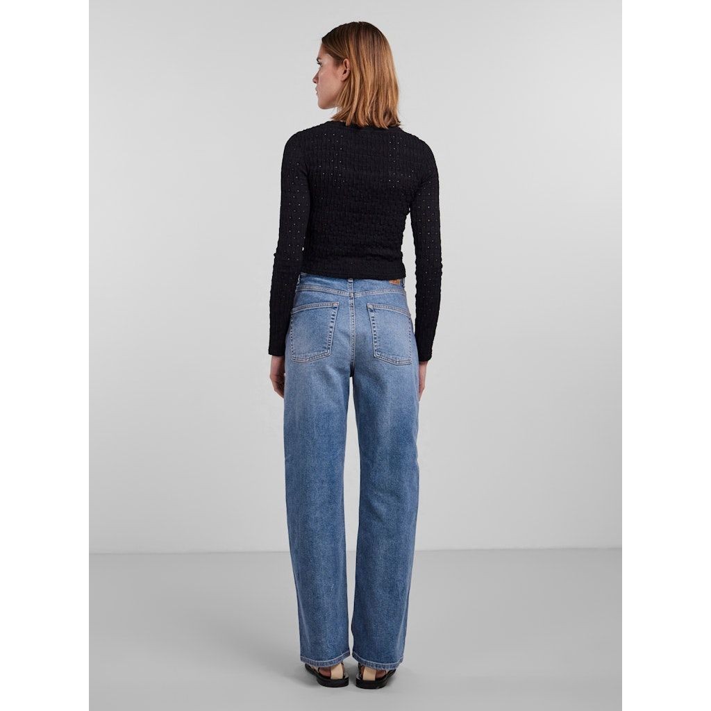 PIECES Palaidinės moterims, Juoda, PCFUBS LS SHORT TOP D 3