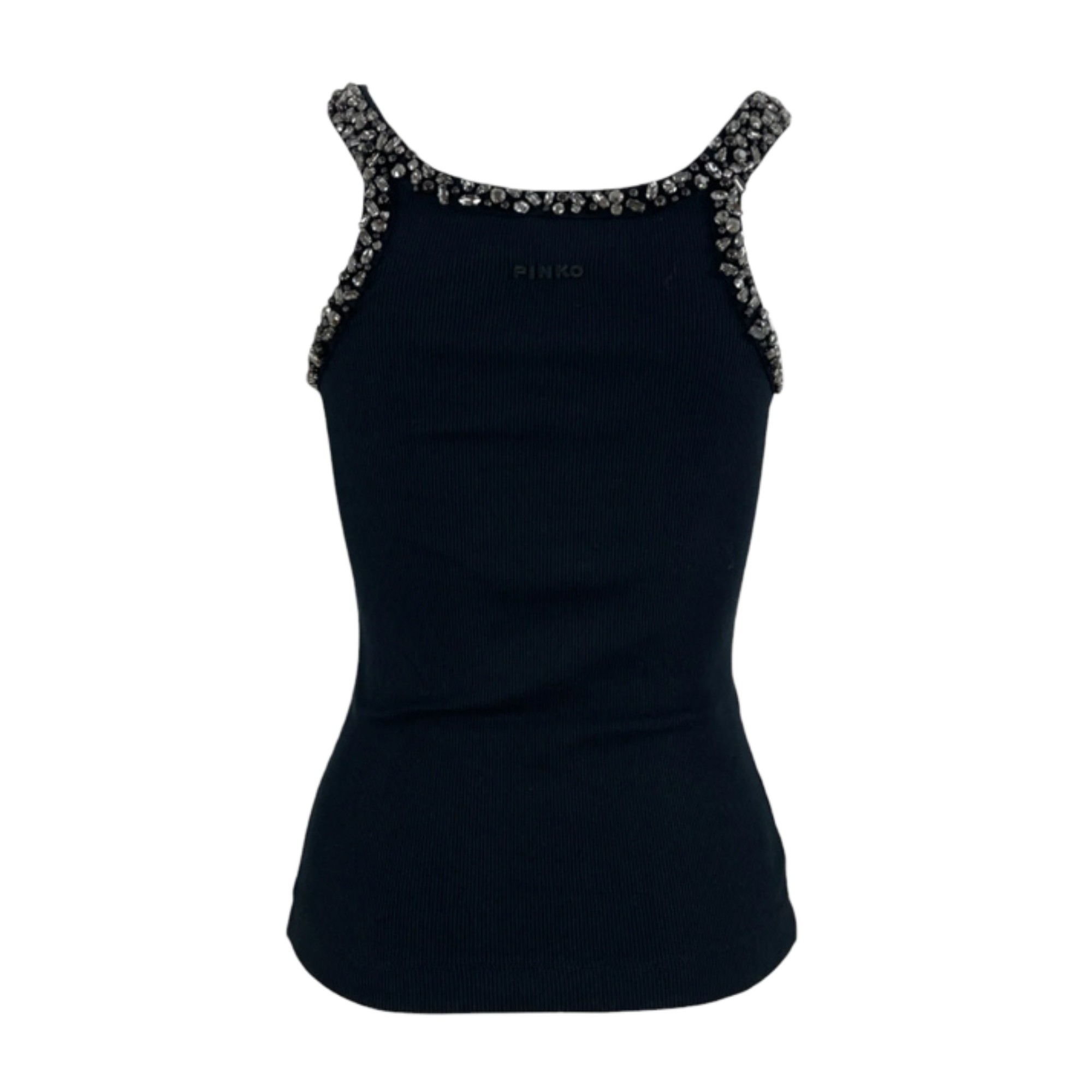 PINKO Marškiniai be rankovių moterims, Juoda, Coriandoli top tank 2