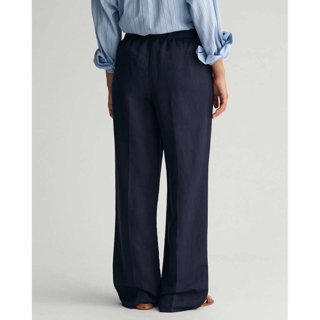 GANT Kelnės moterims, Mėlyna, REL LINEN BLEND PULL ON PANTS 3