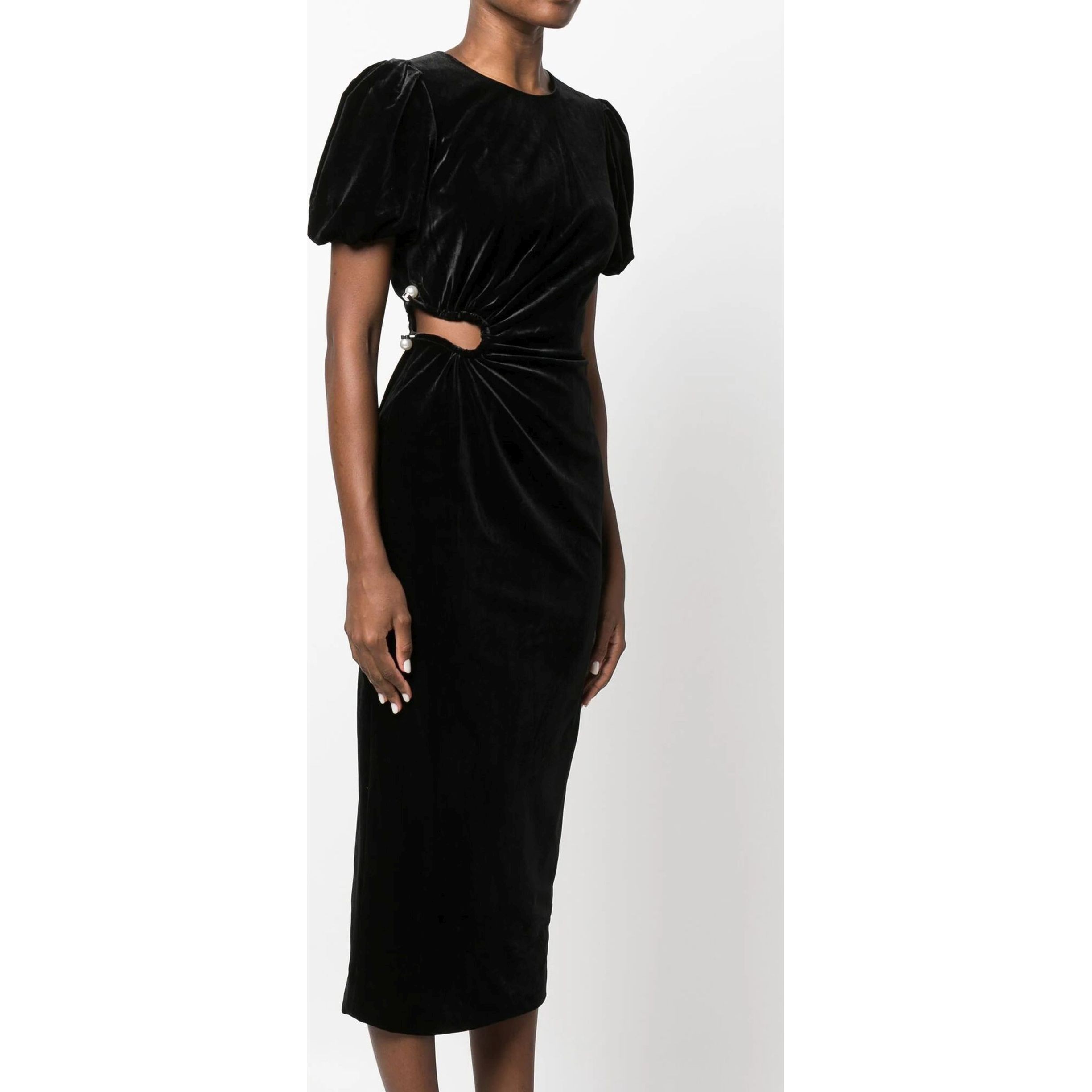 SELF PORTRAIT Midi suknelė moterims, Juoda, Velvet cut out midi dress 3