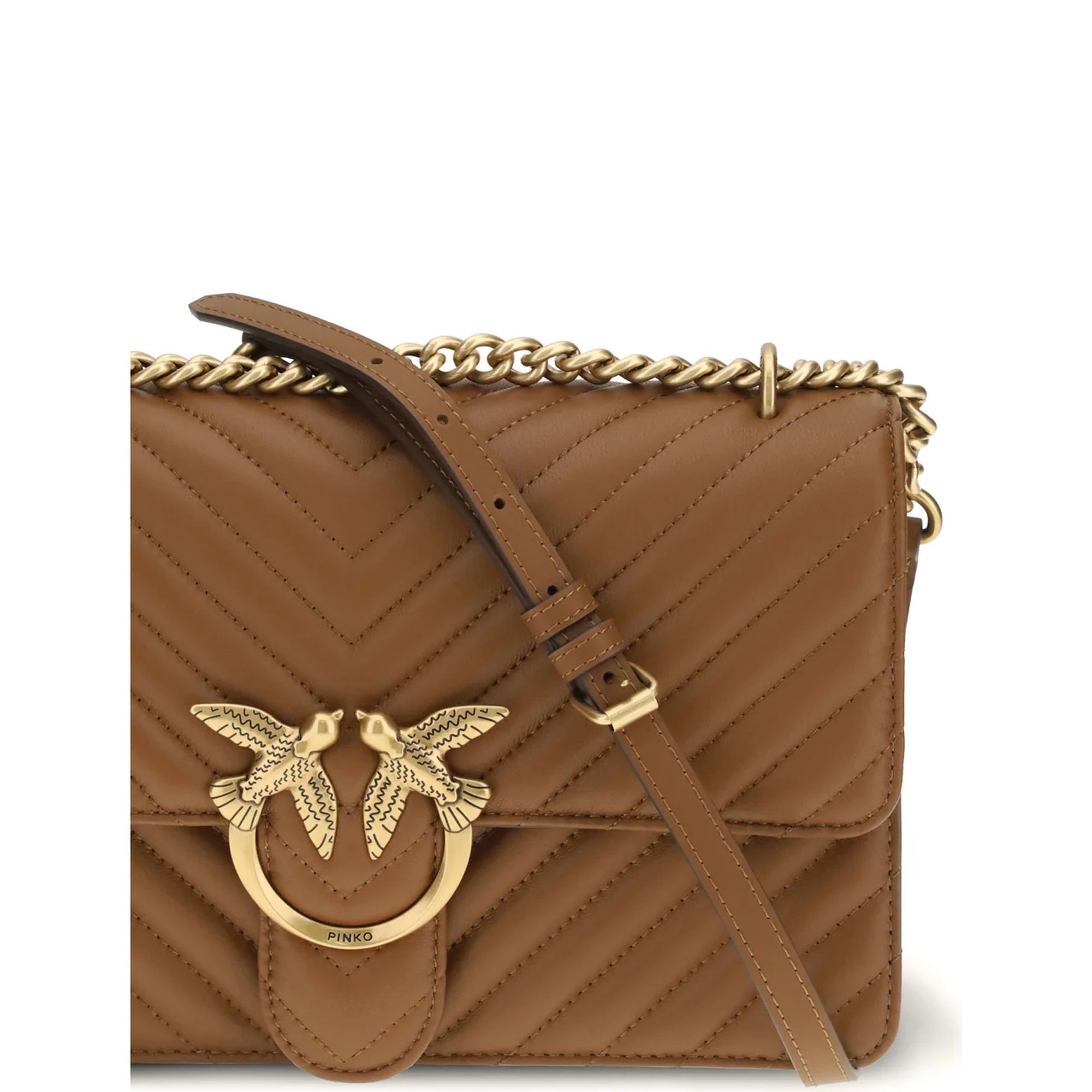 PINKO Rankinė per petį moterims, Ruda, Love one classic dc bag 4